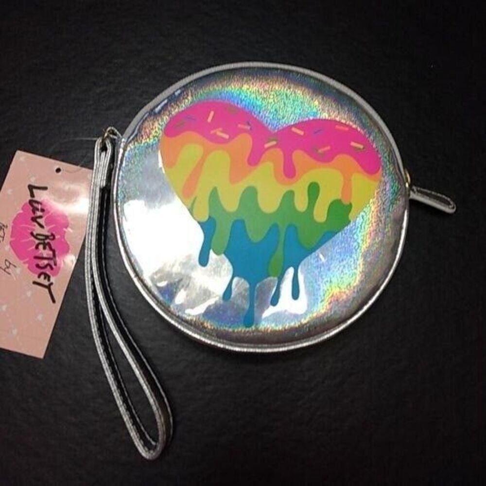 Betsey Johnson metallic silver coin purse